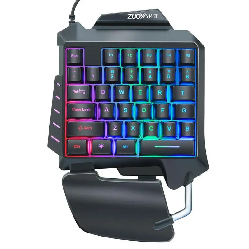 ZUOYA 35 клавиш Одноручная игровая клавиатура эргономичная мембрана RBG с подсветкой