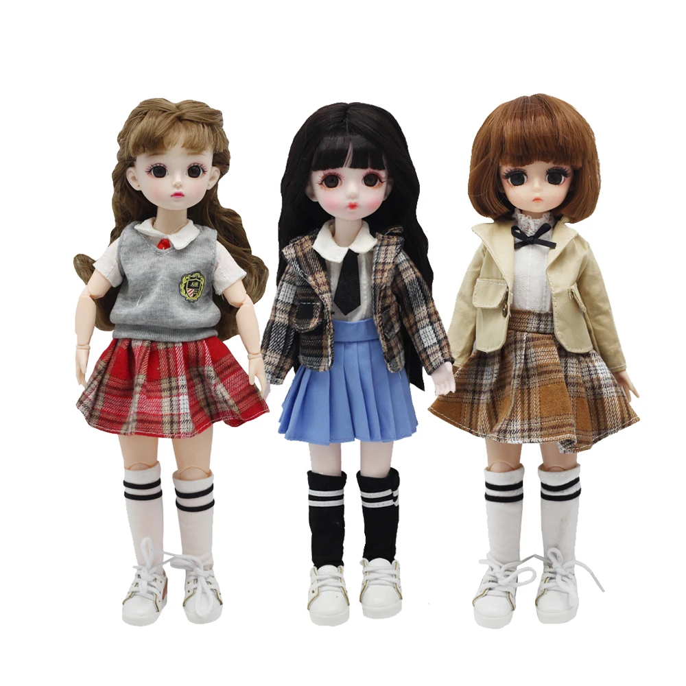 Униформа для девочки плиссированная юбка 3 шт. (пальто + чулки) кукол 1/6 BJD одежда