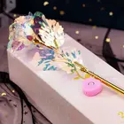 24K Золотая фольга роза с коробкой светодиодный светящийся галактика Красочный цветочный декор на День Матери Новогодний подарок праздничное украшение для дома