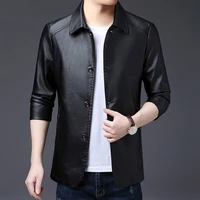 2021 autumn and winter new dust coat lapels man man made leather jacket