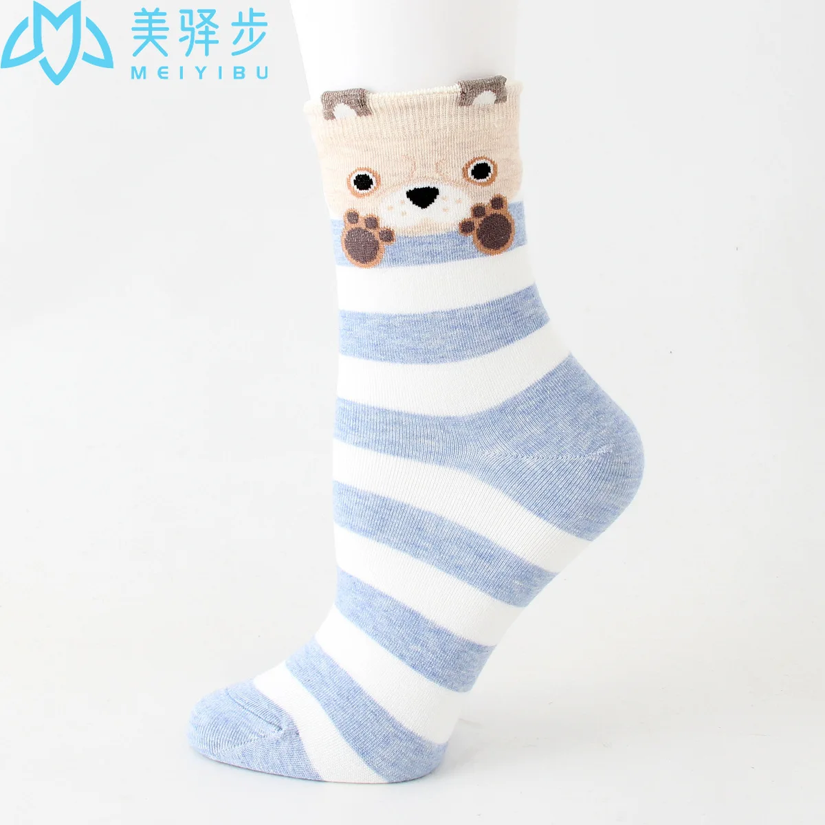 12 Pairs Per Set Jacquard Cartoon Little Tiger Women's Socks Kawai Female Sock Wholesale