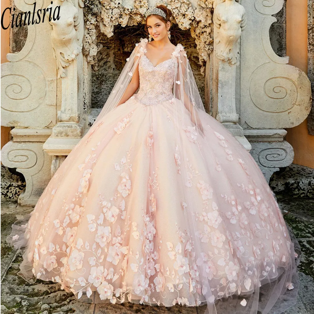 2021 розовое платье кроя принцесса Пышное Платье с накидкой для девочек Обёрточная