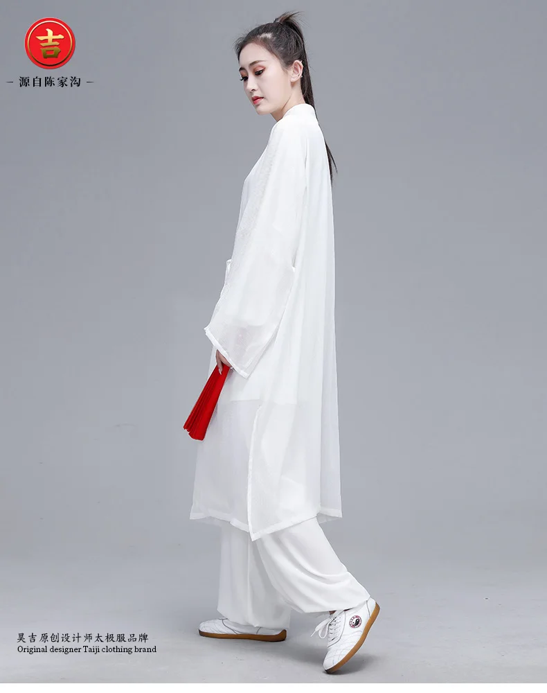 Женский Hanfu Taiji наборы одежды костюм Тан кунг-фу изысканный элегантный тай-чи из трех предметов одежды боевых искусств шаль чернильная живопись