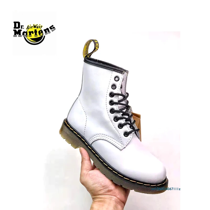 

Dr.Martens Men and Women 1460 Series Unisex White 8 Eyes Martin Ankle Boots Male Female Rubber Durable Leather Doc Clunky Shoes