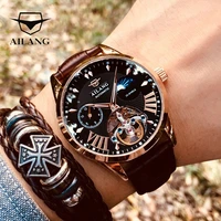 ailang quality tourbillon mens watch men moon phase automatic montre diesel watches mechanical transparent steampunk clock