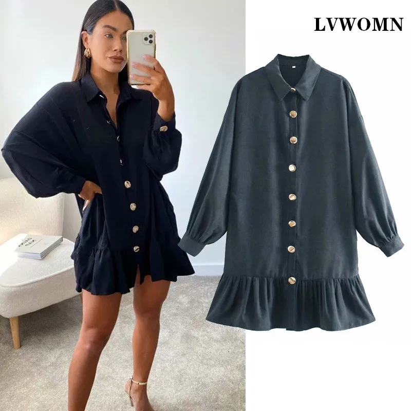 Женское свободное платье рубашка Za винтажное французское элегантное мини с