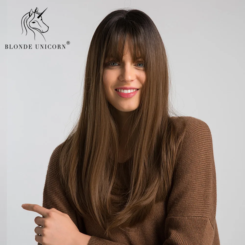Парики из синтетических волос Блонд Единорог 18 &quotтемные корни Омбре модный
