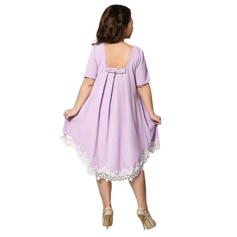 X летнее платье для женщин Vestido кружевное платье с коротким рукавом для девочек с круглым вырезом модный костюм одежда L-6XL плюс размер милый Саша сапфир