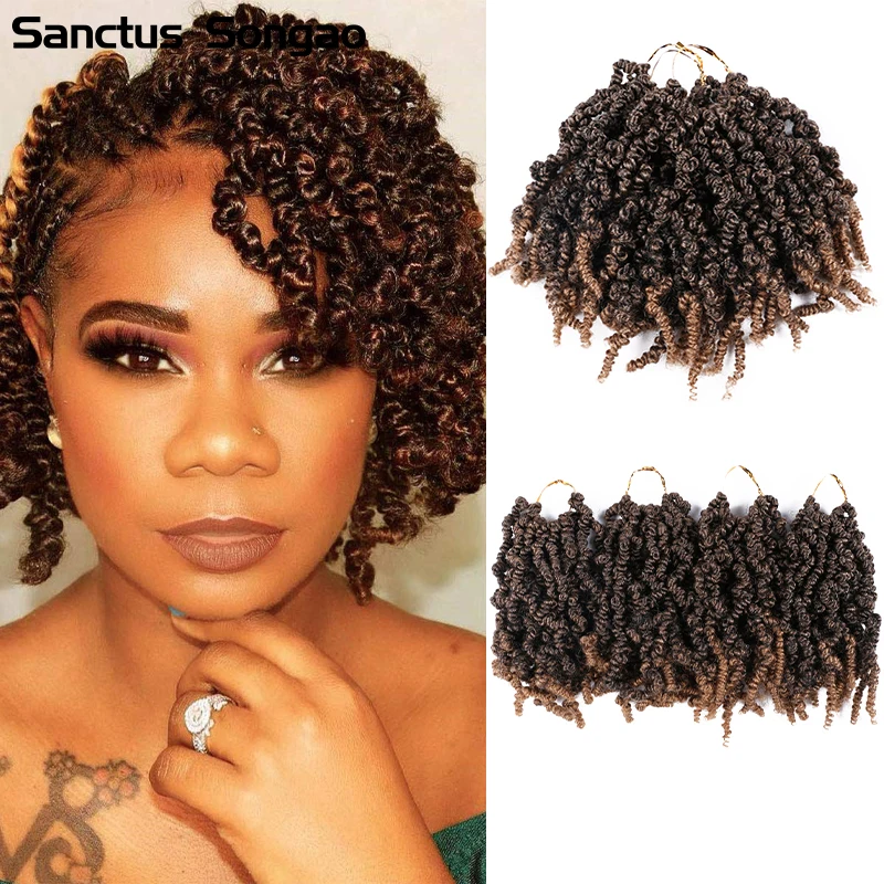 

Santus Songao Предварительно скрученные Пружинные волосы 1b 4 T27 T30 Tbug вязаные волосы черные коричневые бордовые Омбре плетеные волосы для наращива...