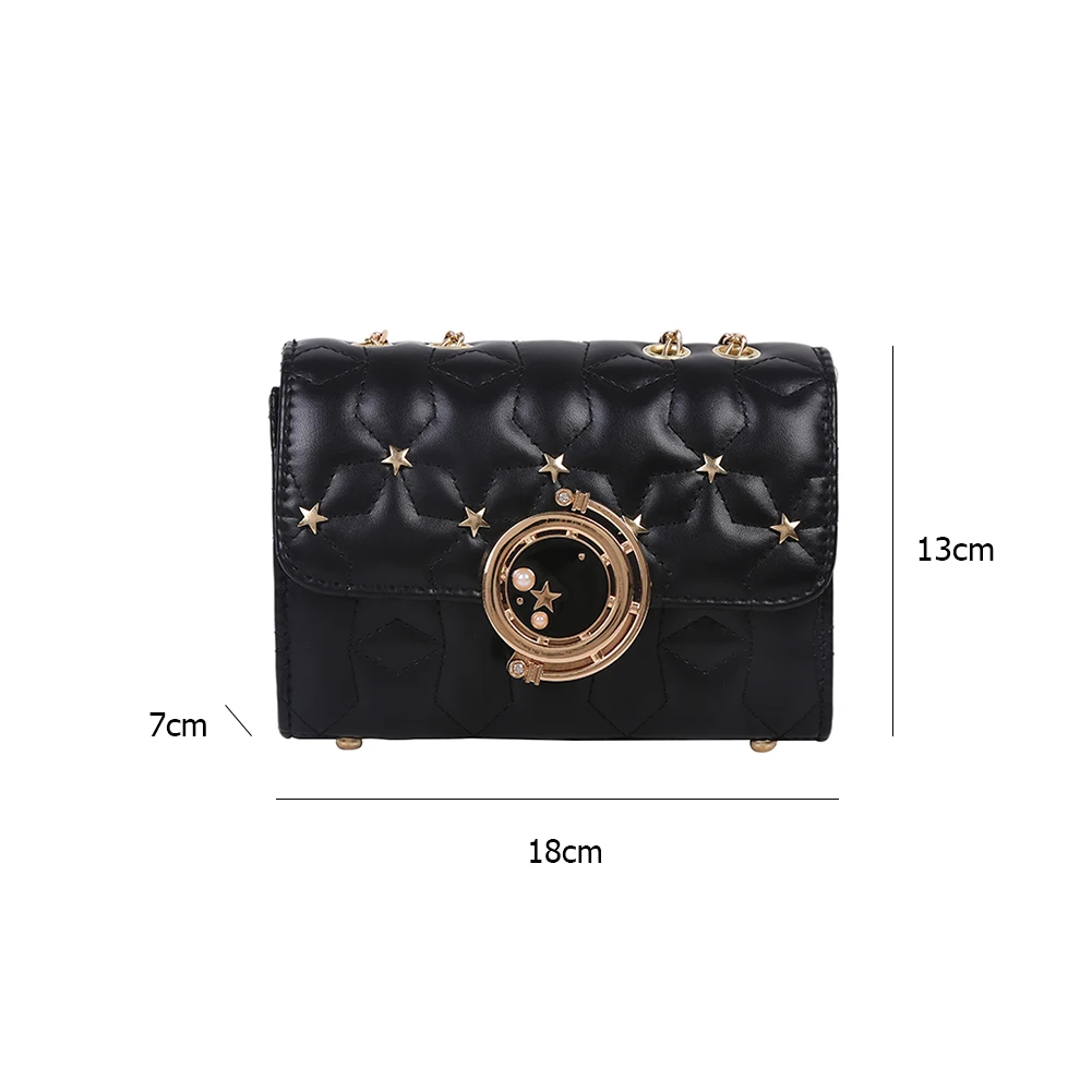 

Fashion Star Lattice Pattern Women Shoulder Bags PU Leather Chain Lady Small Square Crossbody Handbag Simple Female Bag