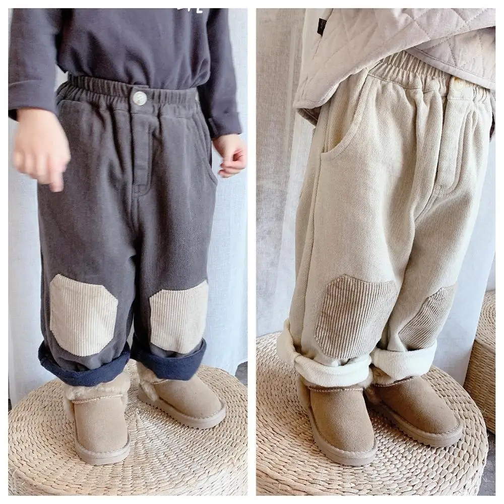 

Мягкие детские брюки Harlan для мальчиков и девочек, зимние и весенние теплые плотные бархатные детские брюки с карманами, 2021, высокое качество