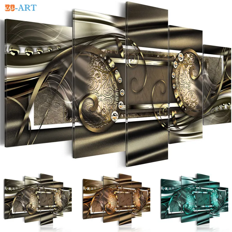 Богатство и роскошь постер холст искусство 5 шт. современное металлическое