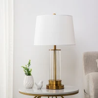 crystal glass rod table lamp living room sofa table lamp luxury villa fabric lampshade bedroom bedside lamp e27