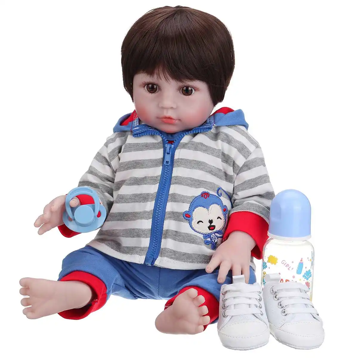 

48cm Full body Silicone Soft Body Reborn Baby Doll Toys Like Alive Baby Prince Babies Birthday Gift Fashion Present Boys Bonecas