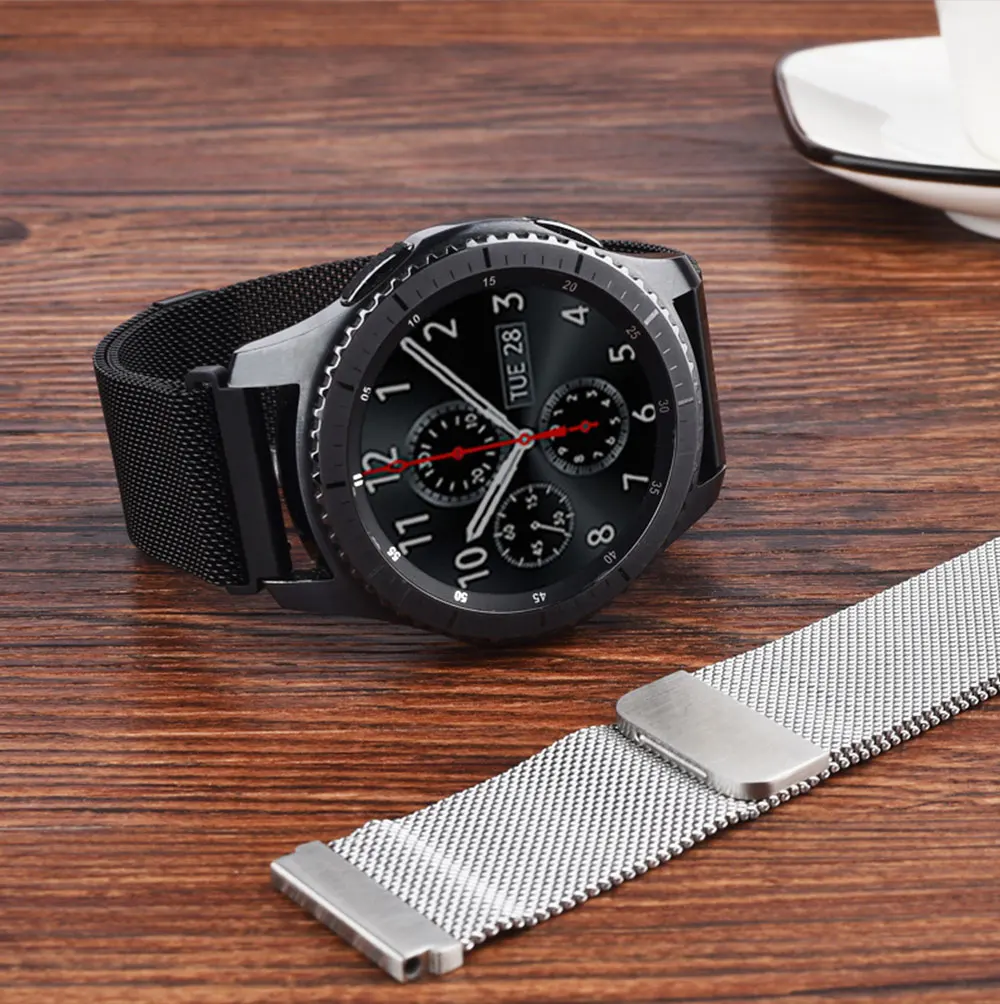 UTHAI S08 Универсальный Миланский петля ремешок 18 20 22 24 мм для samsung gear S2 S3 Active 2 Galaxy watch 42 46 выпуклая Пряжка ремешок для часов