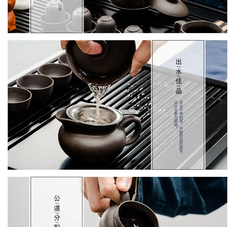 Chinese Kung Fu Tea Set Drinkware Purple Clay ceramic Binglie three options include pot Cup Tureen Infuser TeaTray | Дом и сад