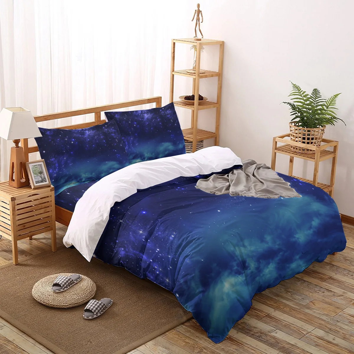 

Starry Night Sky Printed Bedding Set Queen King Size Soft Fashion Duvet Cover Bed Sheet Set Sheet Pillowcase