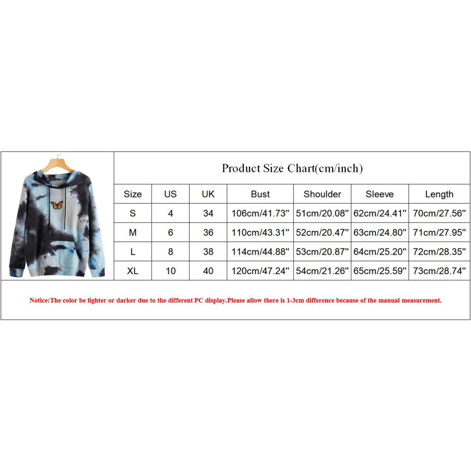 

Tie-dye Butterfly Print Sweatshirts Oversized Hoodies Casual Women Clothing Polyester Blouses Long Sleeve Tunic Blouse Hooded R5