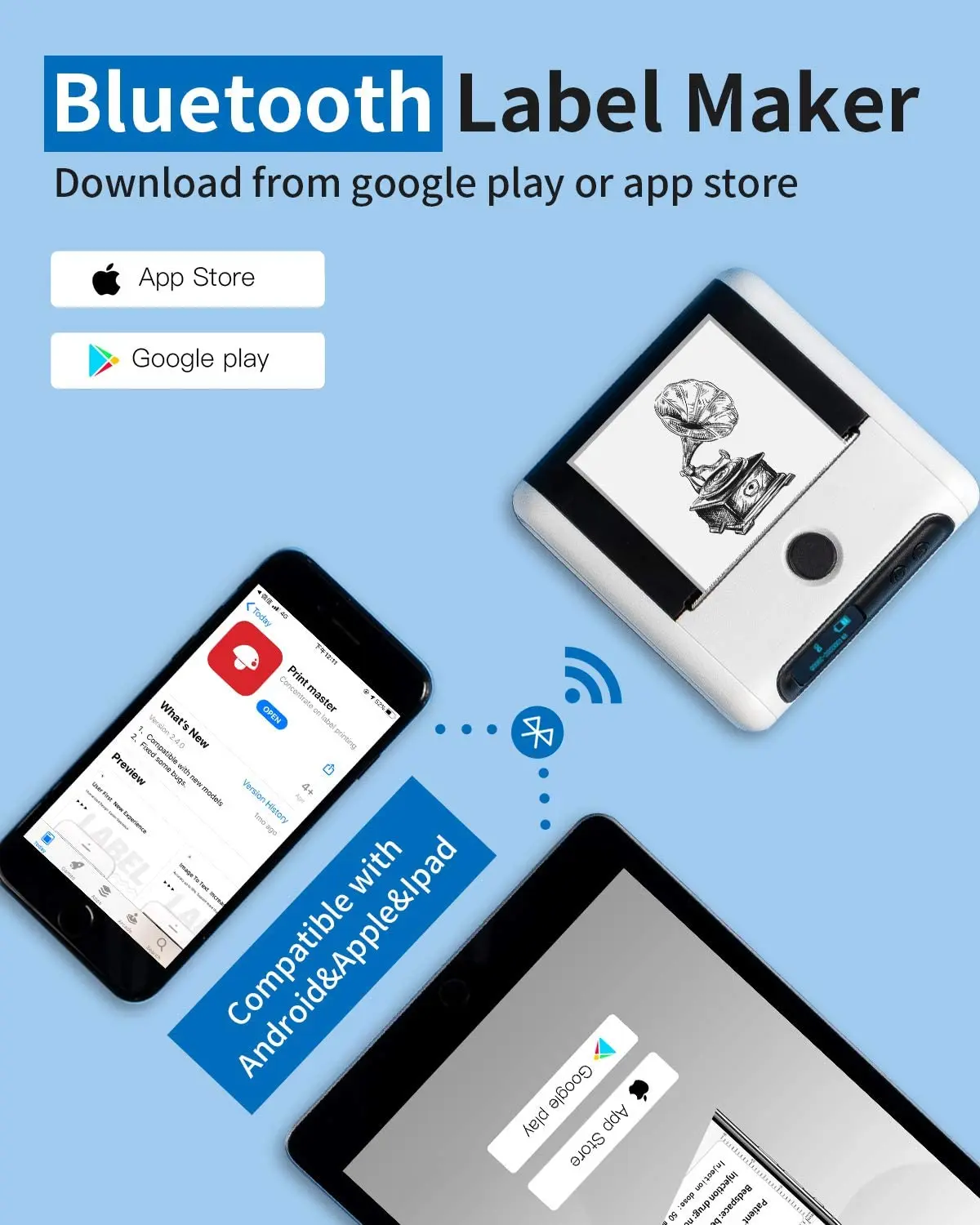 Термопринтер для этикеток Phomemo M200 20-80 мм 203 точек/дюйм | Компьютеры и офис