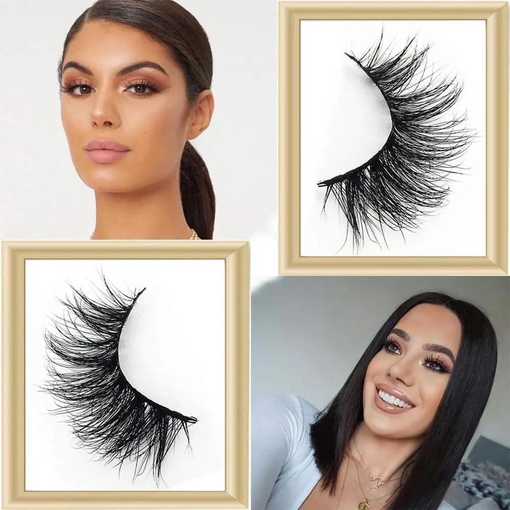 

50 Pairs Wholesale 25mm 3D Mink Eyelashes Packing In Tray Label Makeup Fluffy Wispy Faux Dramatic Long Thick Mink Lashes Bulk