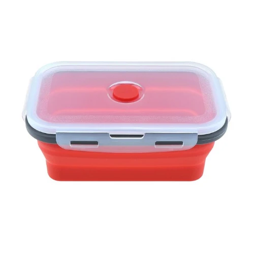 Red Силиконовый складной Ланч-бокс, контейнер для хранения продуктов, портативный складной Ланч-бокс для детей и взрослых - Цвет: Red