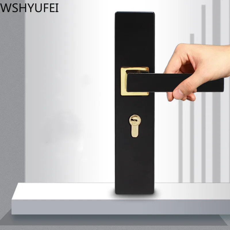 Американский матовый черный бесшумный дверной замок из алюминиевого сплава для