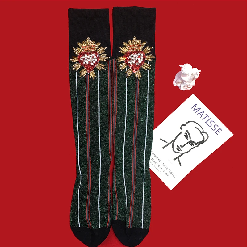 

2020 Rushed Pug Japan Women Socks Sokken Calcetines Mujer Funny Original Personality Tide Brand Vertical Stripes Love Diamonds