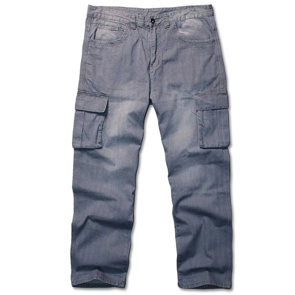 Fashion Hiphop Harem Baggy Cargo Jeans Men's Pants Casual Loose Streetwear Skateboard Trousers Denim Big Pocket Clothes