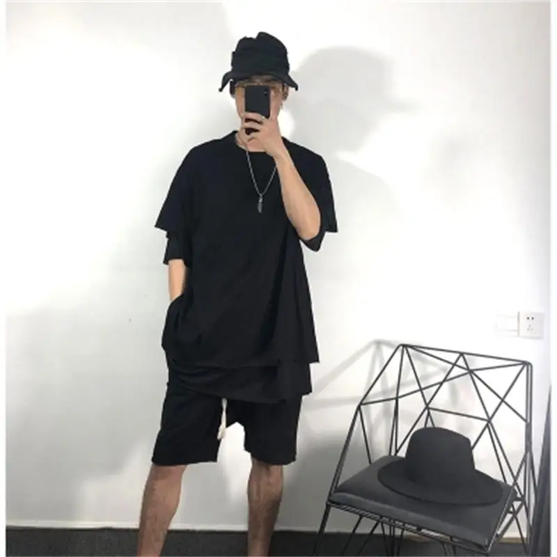

Summer New Short Sleeve T-Shirt Simple Loose Fashion Personalized Fake Two Loose Short Sleeve T-Shirt Solid Color Simple Fashion