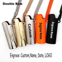 the lighter case men necklace hip hop rock street culture titanium stainless steel diy engrave name necklace fashion man jewelry