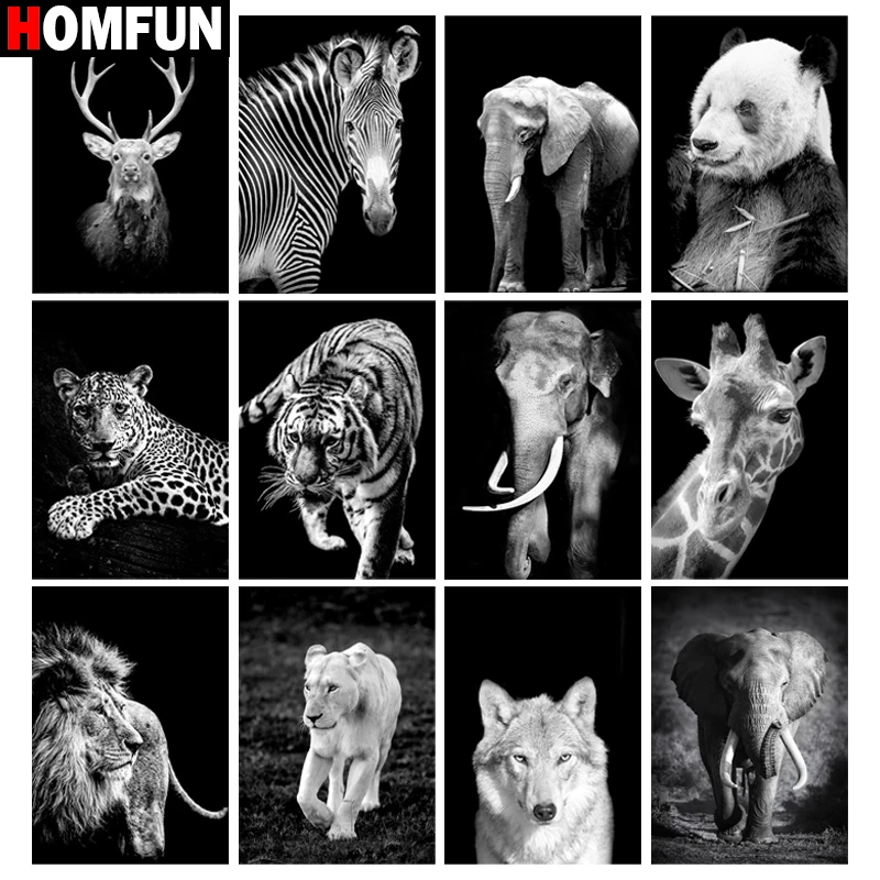 Алмазная 5d картина HOMFUN полноразмерная/круглая животное Лев слон олень алмазная