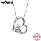 WOSTU 925 стерлингового серебра лучшие сестры ожерелье в форме сердца с длинным звено цепи ожерелье для женщин ювелирные изделия CTN229