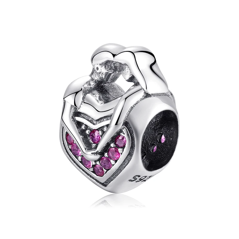 

Loyal couple Hot 925 Sterling Silver Pink CZ Charms Beads Fit Original europeu Charm Bracelet Jewelry making