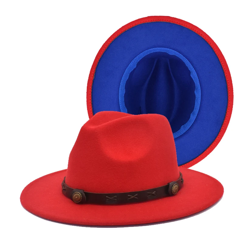 New Fedora Hat Women Cowboy Jazz Hat Unisex Belt Wide Brim Winter Keep Warm Panama Party bowler Hat F107