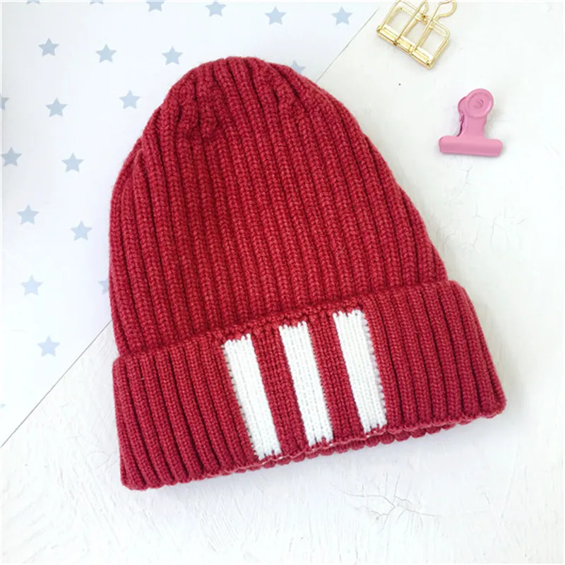 Детская шапка Skullie Beanies для мальчиков и девочек, зимняя однотонная шапка в полоску с ушками, теплые эластичные модные аксессуары