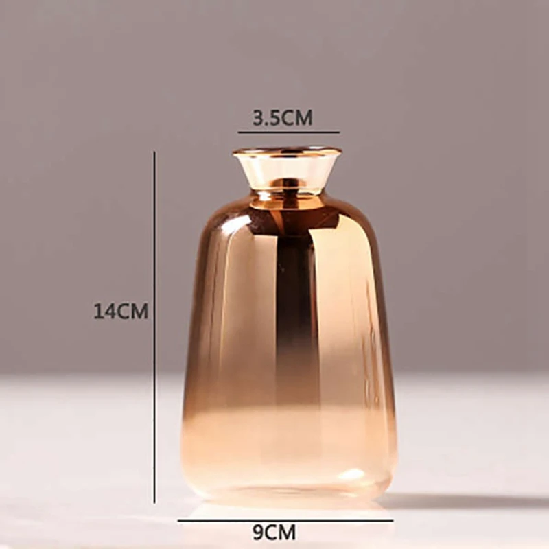

2 Pack Glass Vase Nordic Electroplated Gold Vase Glass Flower Vases for Home Decor Dried Flower Bottle Bar Decoration