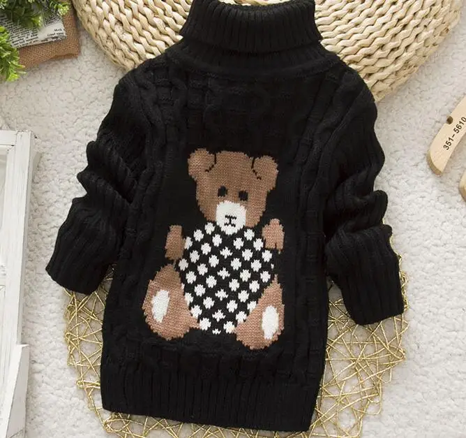black bear MERI AMMI/Одежда для мальчиков и девочек; зимняя теплая водолазка с длинными рукавами; трикотажные толстовки с рисунком медведя для детей 2-9 лет; J722 - Цвет: black bear
