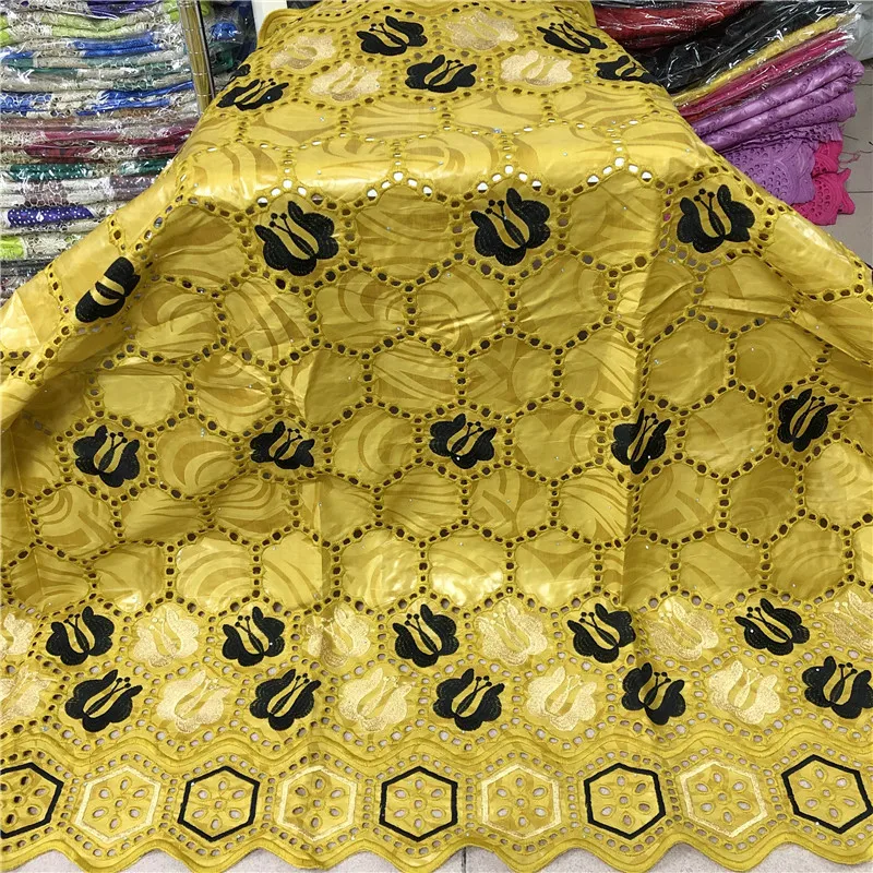 

African Bazin Riche Wiith Stones Punch Cotton Lace Fabric 2020 High Quality French Net Lace Fabrics For Wedding Party 16