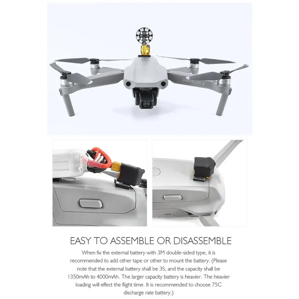 Разъем питания для аккумулятора Mavic Air 2S светодиодный светильник DJI 2 аксессуары
