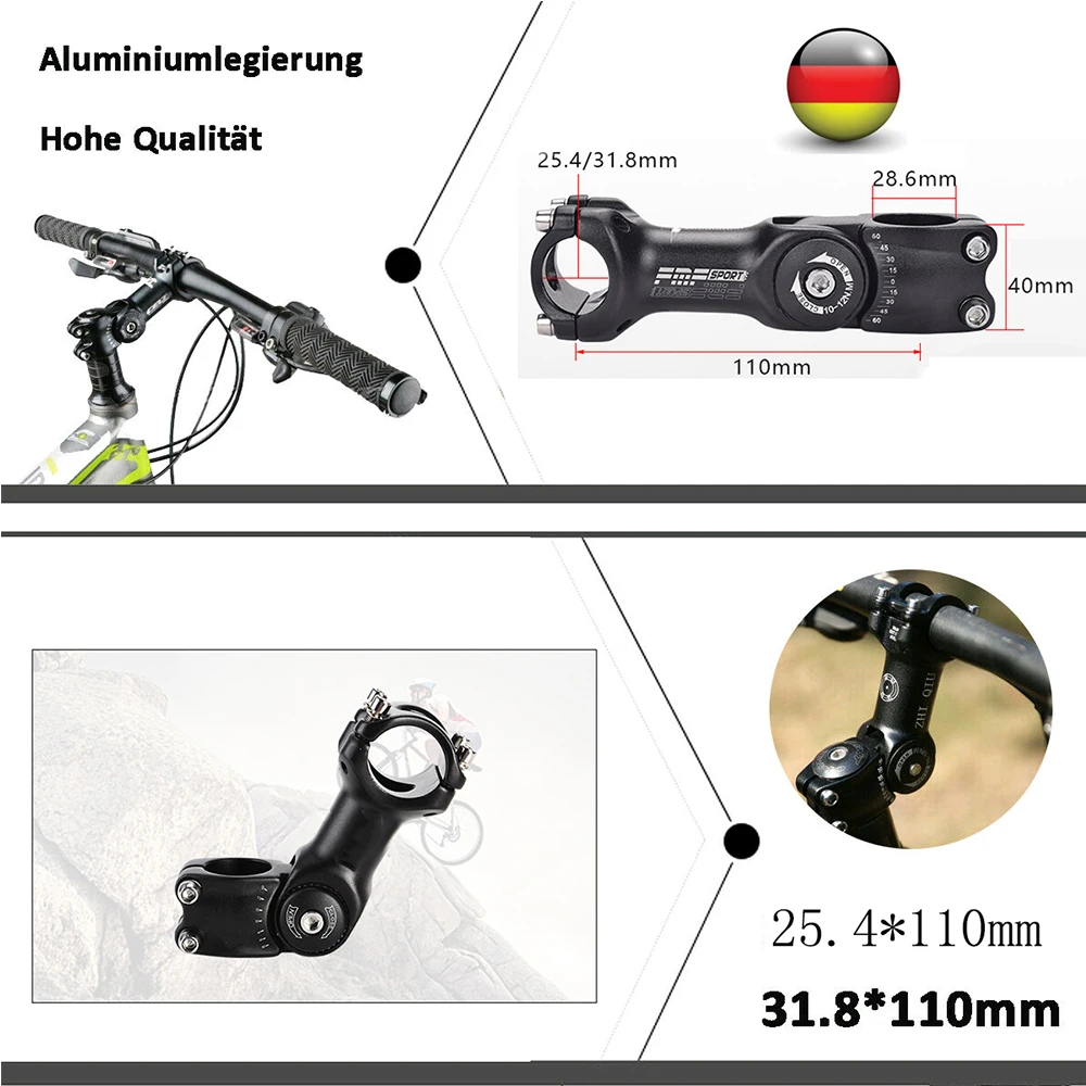 

Adjustable Bike Stem High-Strength Ultralight 31.8/25.4mm MTB Front Rod Aluminum Alloy Mountain Road Bike Handlebar Bicycle Part