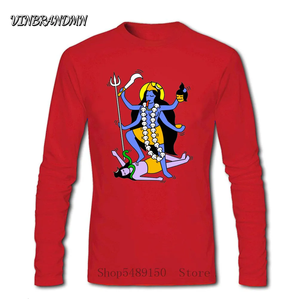 Футболка мужская с длинным рукавом и принтом индийской богини | Мужская одежда