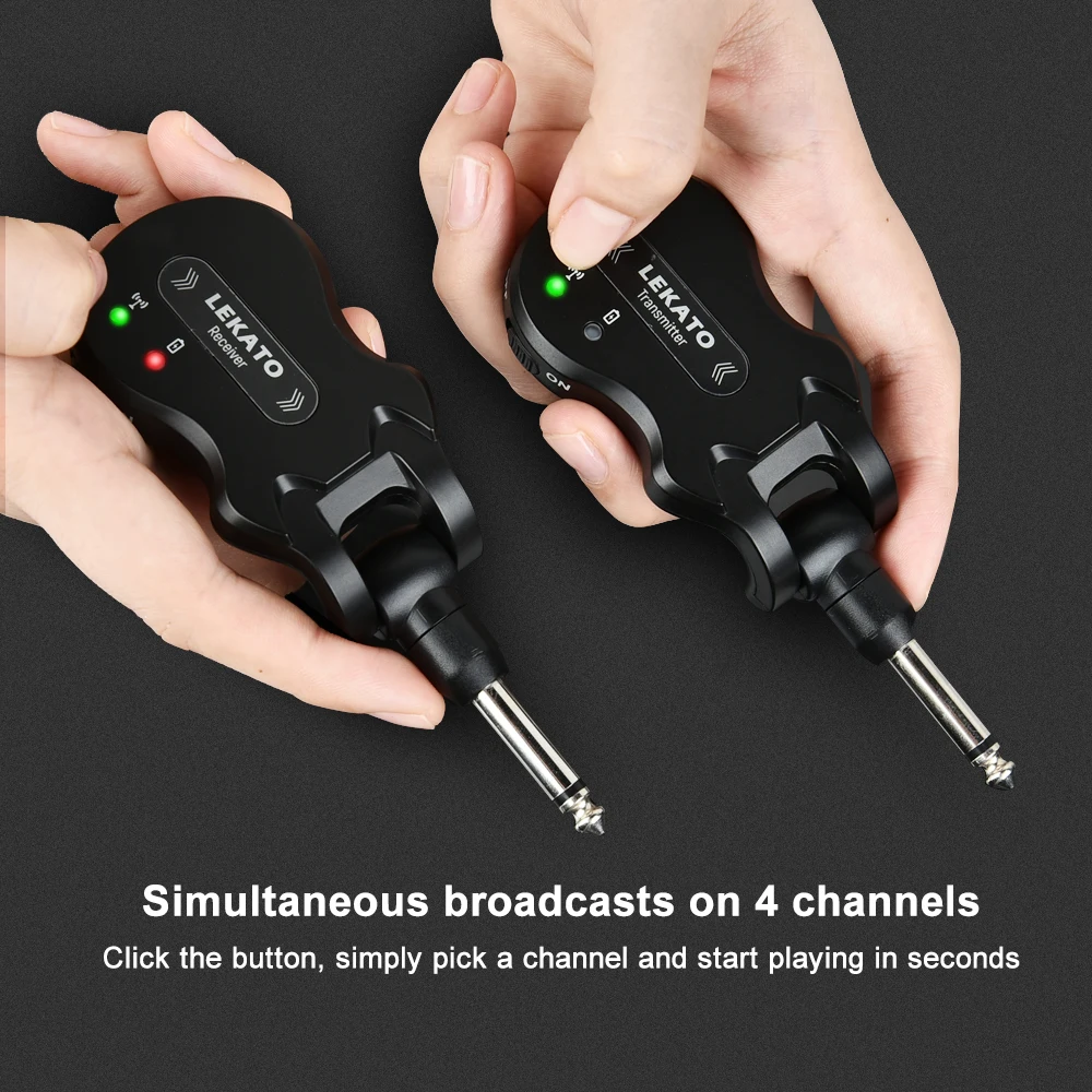 LEKATO WS-50 5.8Ghz Guitar Transmitter Receiver Wireless System Audio 4 Channels Transmission Range Micro USB | Спорт и развлечения