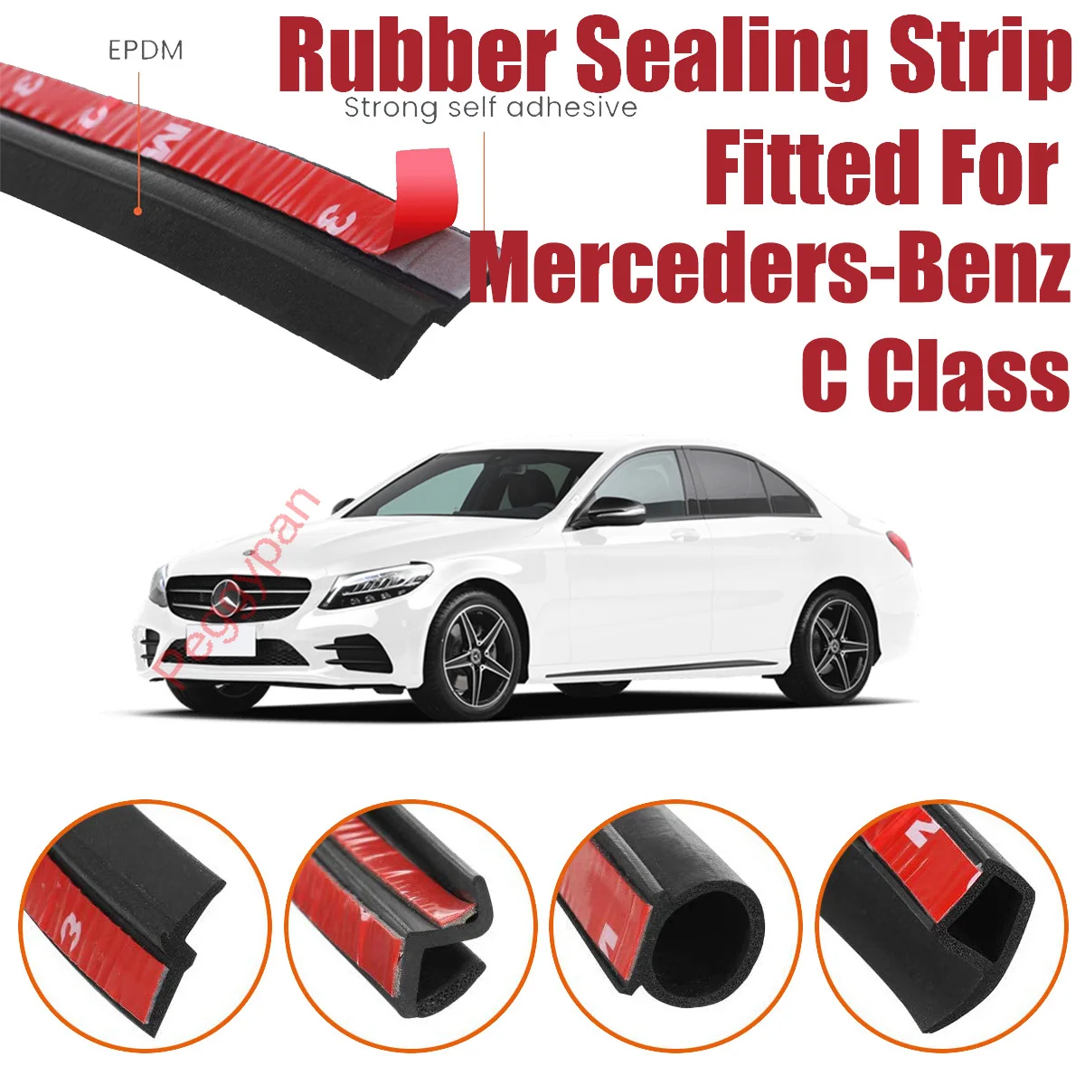 Door Seal Strip Kit Self Adhesive Window Engine Cover Soundproof Rubber Weather Draft Noise Reduction For Mercedes-Benz C Class