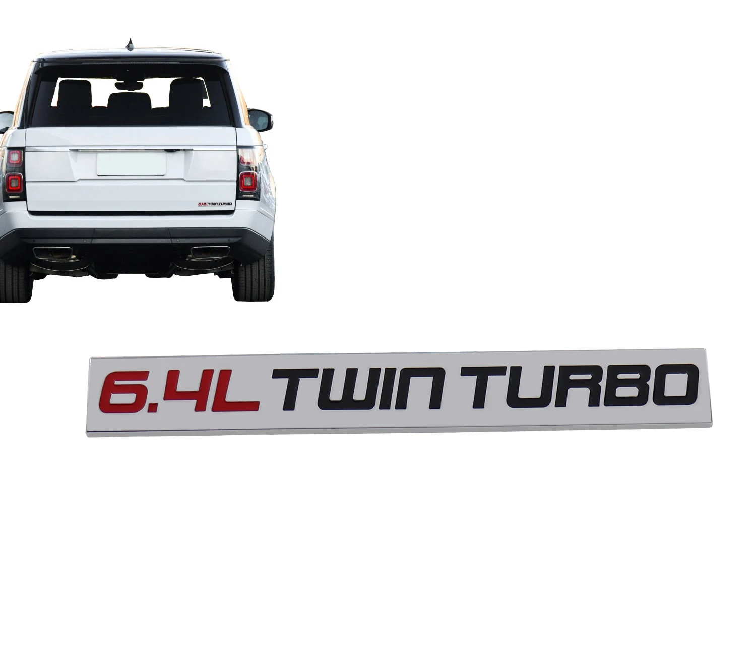 Хром красные черные 6.4L twin turbo для двигателя крыла багажник эмблема багажника