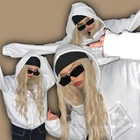 Y2K Стразы толстовка на молнии оверсайз E-girl Harajuku винтажная однотонная Толстовка с длинным рукавом с надписью Осенняя Готическая куртка уличная одежда