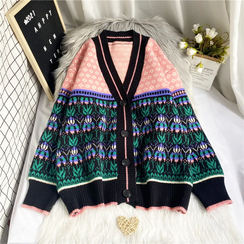 

Женский свободный кардиган в полоску, с V-образным вырезом