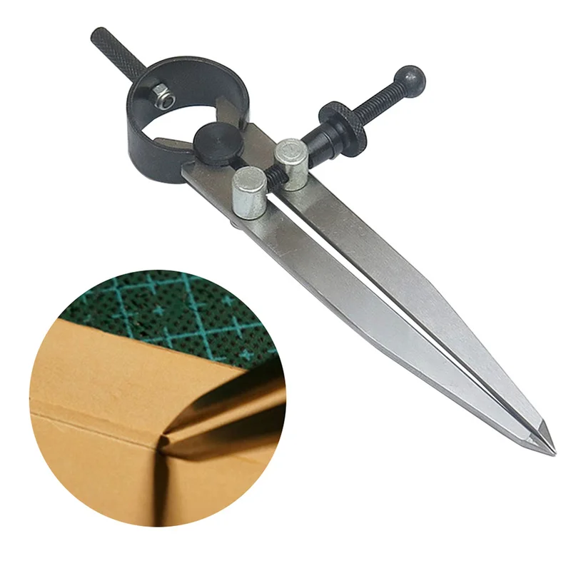 1PC Scriber Divider Wheel Carbon Steel Compass Leather Stitch Hole Distance Measure Compass Leather Divider Tool Rotary Cutter adjustable leather compass lockable carbon steel divider wing creaser diy gauge