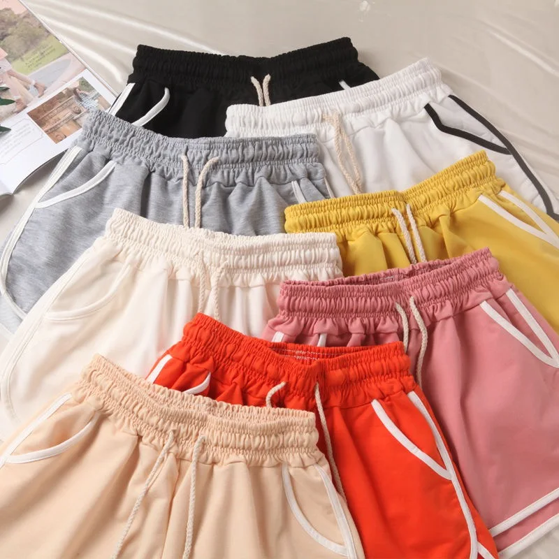 

Lace Up Casual Summer Shorts Women Simple Elastic Slim Straight Shorts Ladies Fashion Beach High Waist Female Loose Shorts