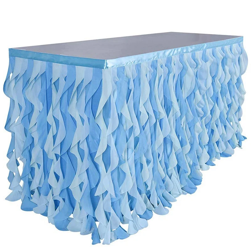 Смешанная синяя юбка для стола с оборками прямоугольная или круглая настольная