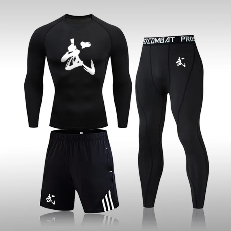 3 шт./компл. Мужская спортивная одежда с длинным рукавом компрессионный комплект